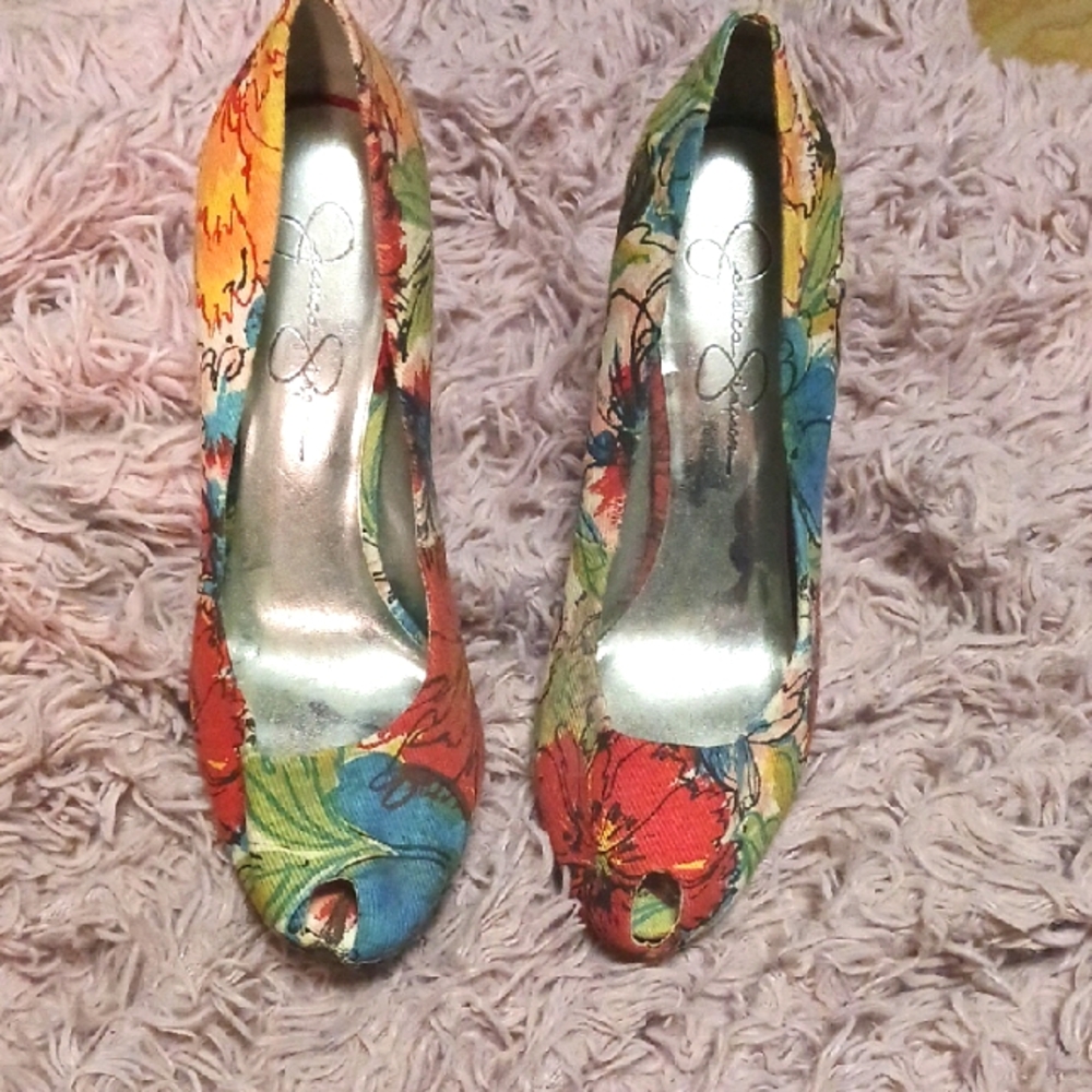 Floral Peep-Toe Women's Shoes